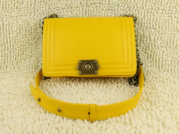 7A Chanel A66713 Le Boy Flap Shoulder Bag In Glazed Calfskin Yellow Online
